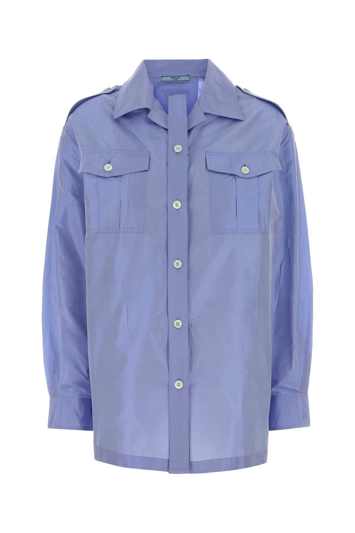 Prada Light-Blue Taffeta Shirt — Blue