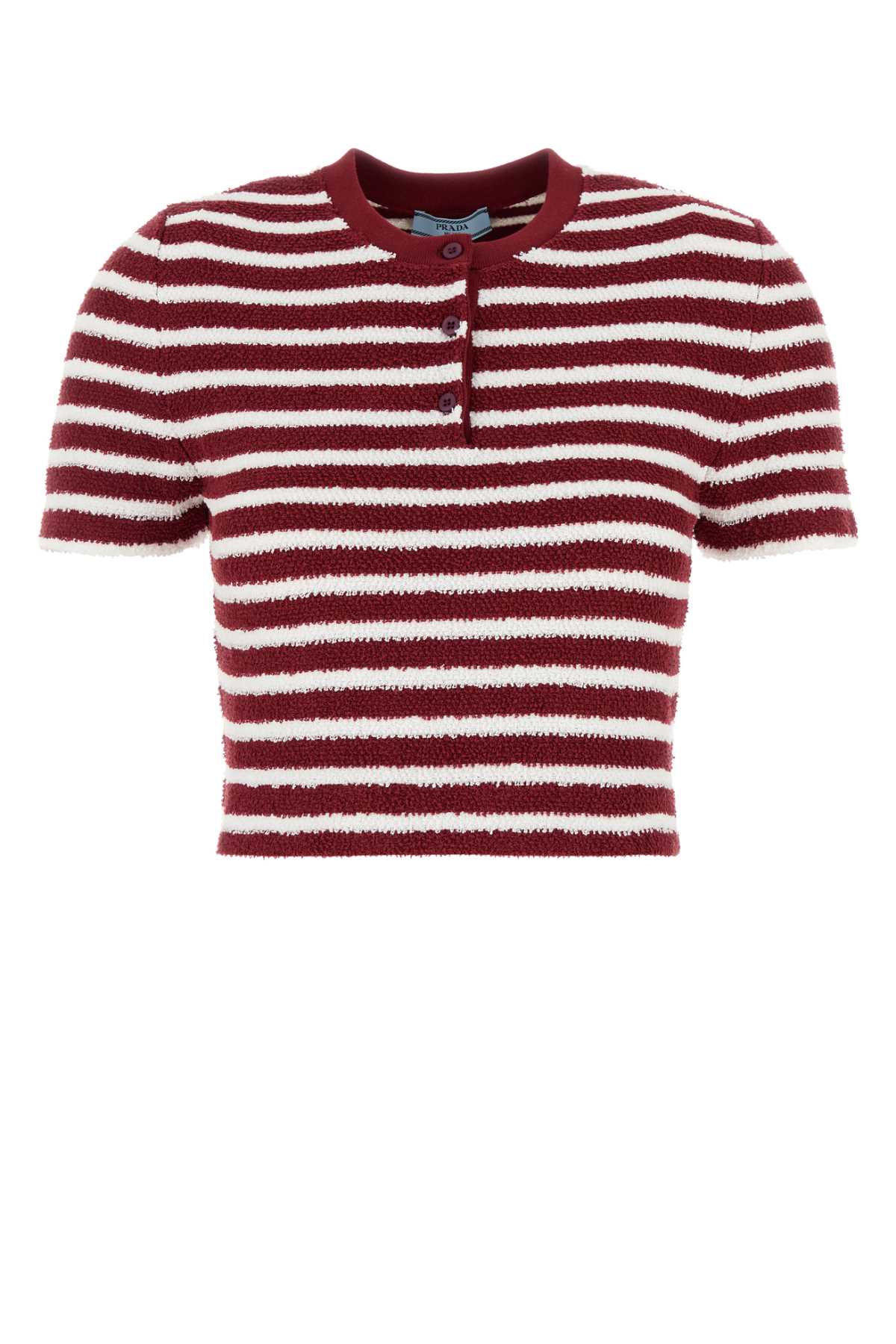 Prada Striped Terry Fabric Polo — Red