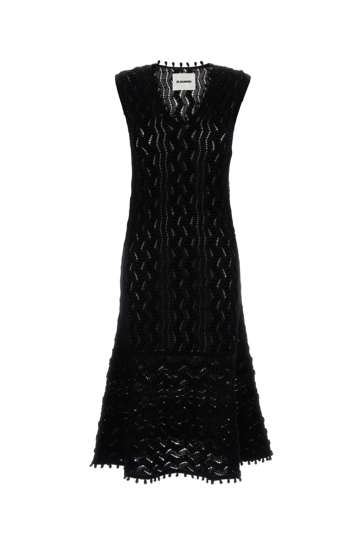 Jil Sander Openwork Cotton Dress — Black