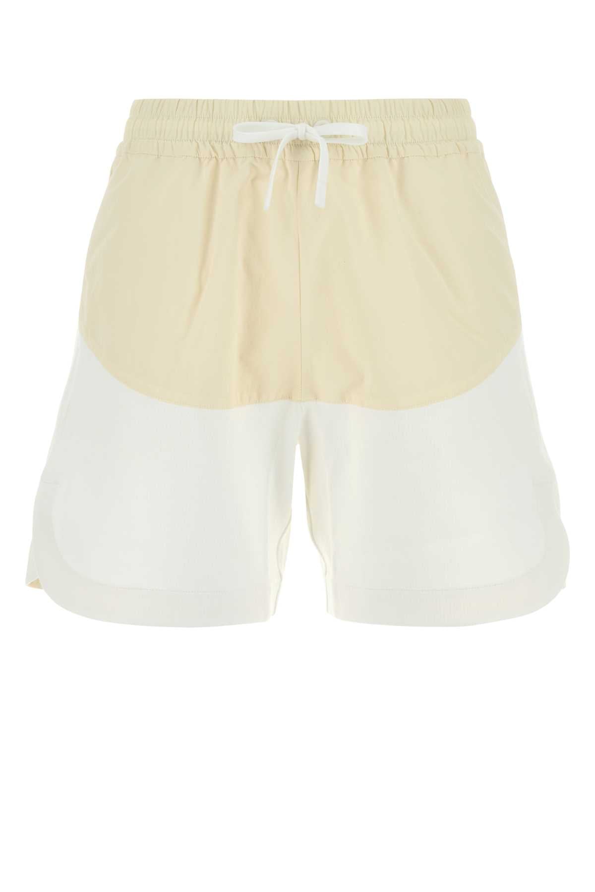 Herno Two-Tone Cotton Blend Bermuda Shorts — White