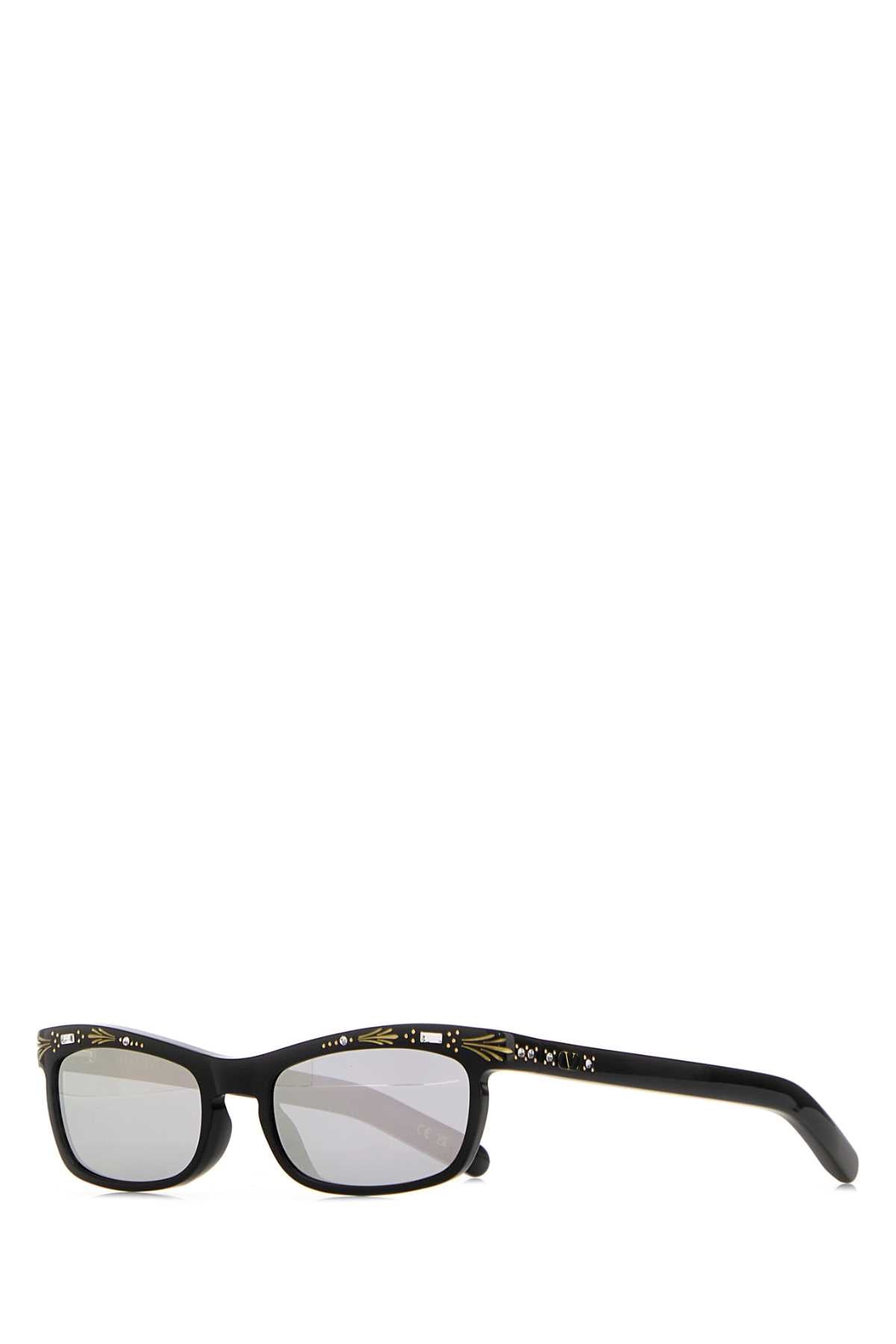 Valentino Garavani SUNGLASS Black Acetate Sunglasses — Black