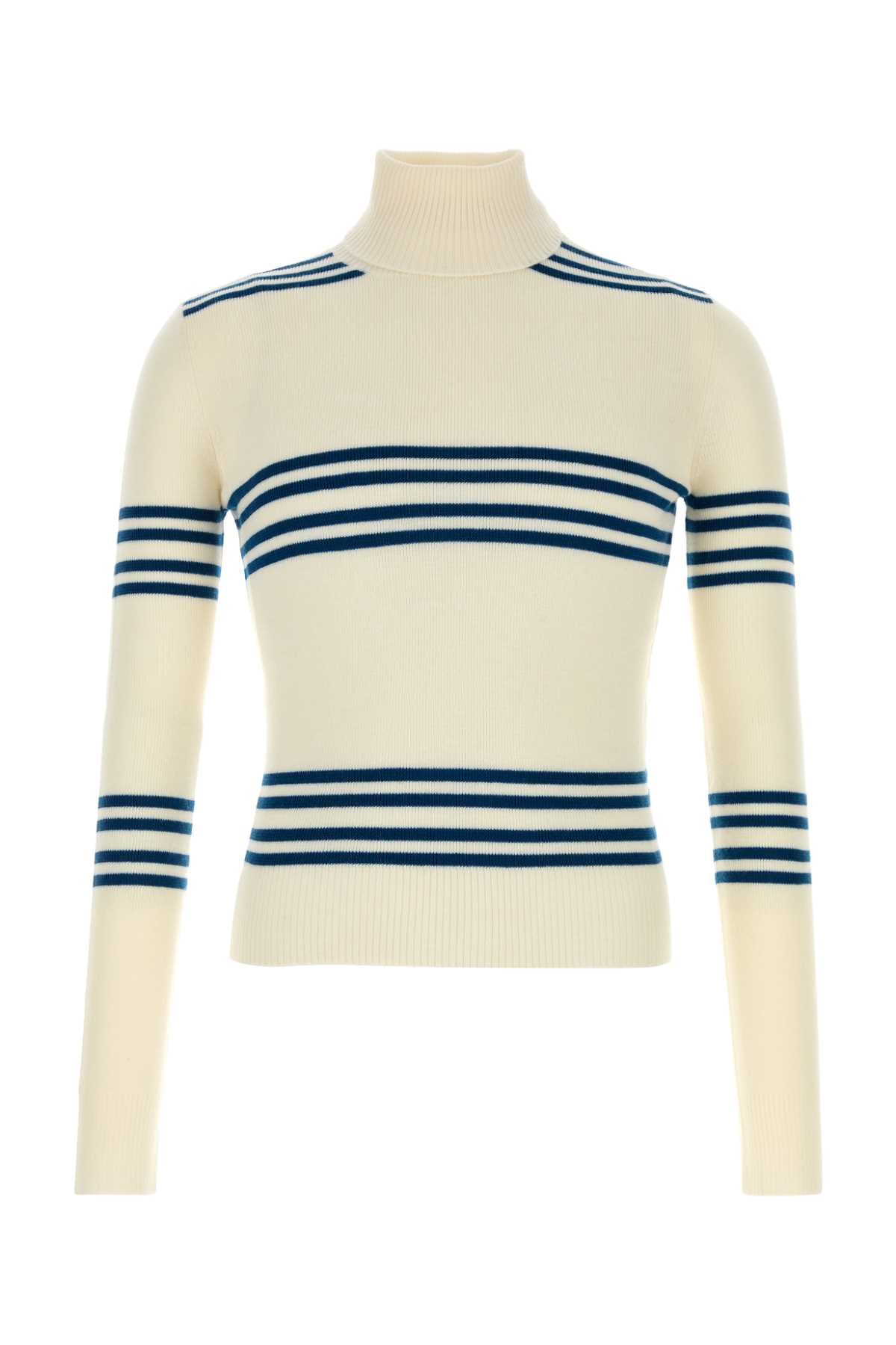 Prada Striped Wool Sweater — Beige
