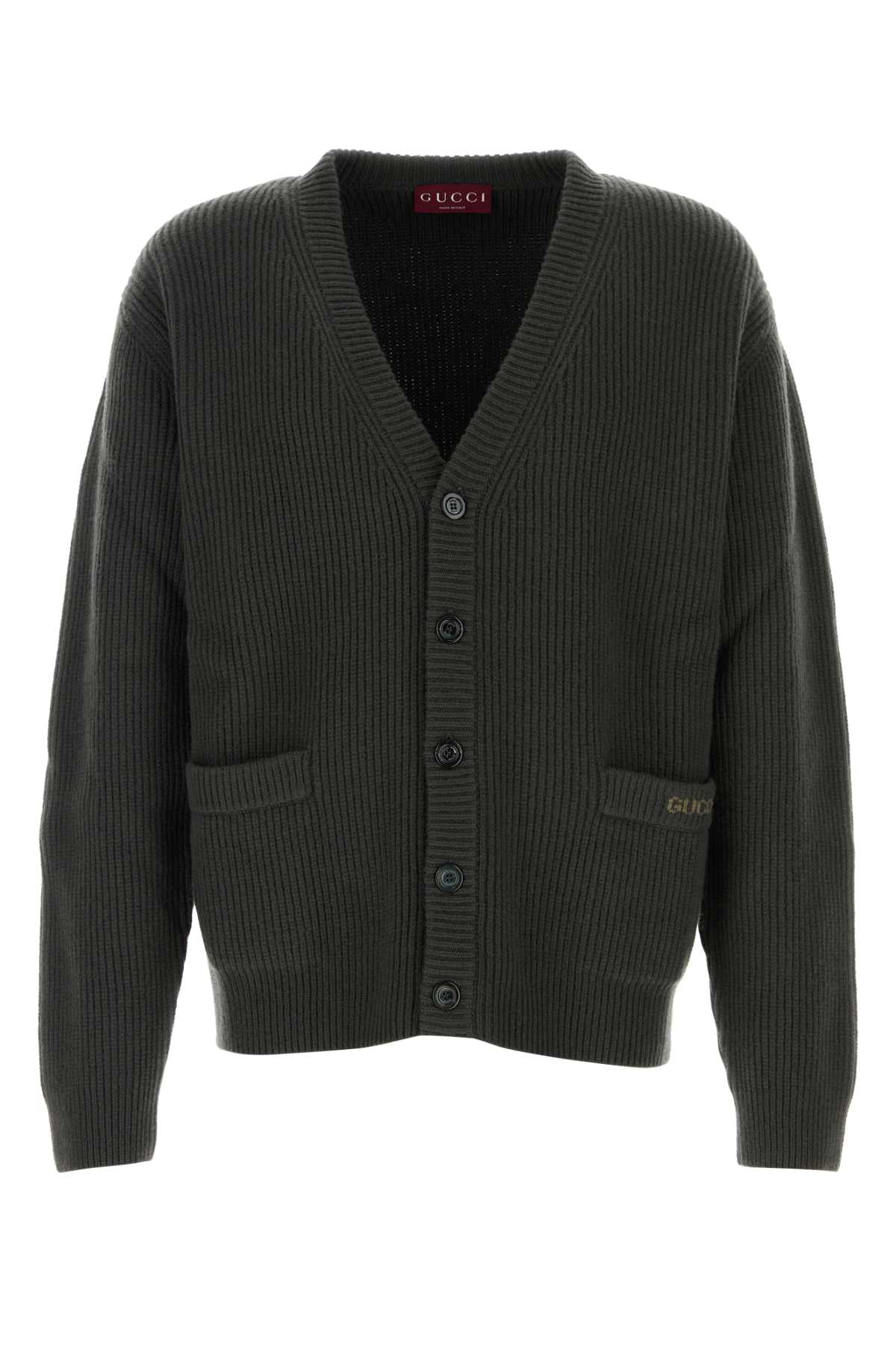 Gucci Ribbed Wool-Cashmere Cardigan — Green