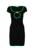 Ambush Neon-Trim Stretch Viscose Mini Dress — Black