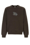 Burberry Embroidered Logo Cotton Blend Sweatshirt — Brown