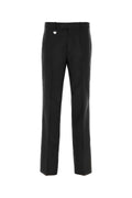Burberry Wool Blend Wide-Leg Trousers — Black