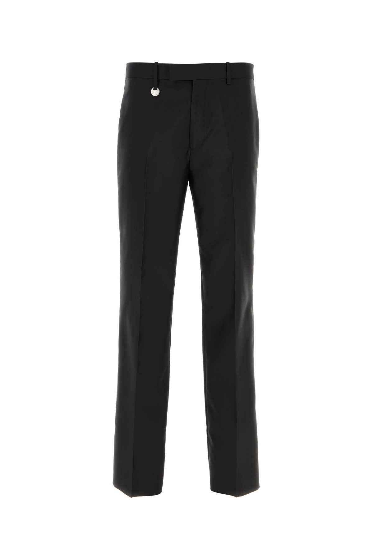 Burberry Wool Blend Wide-Leg Trousers — Black