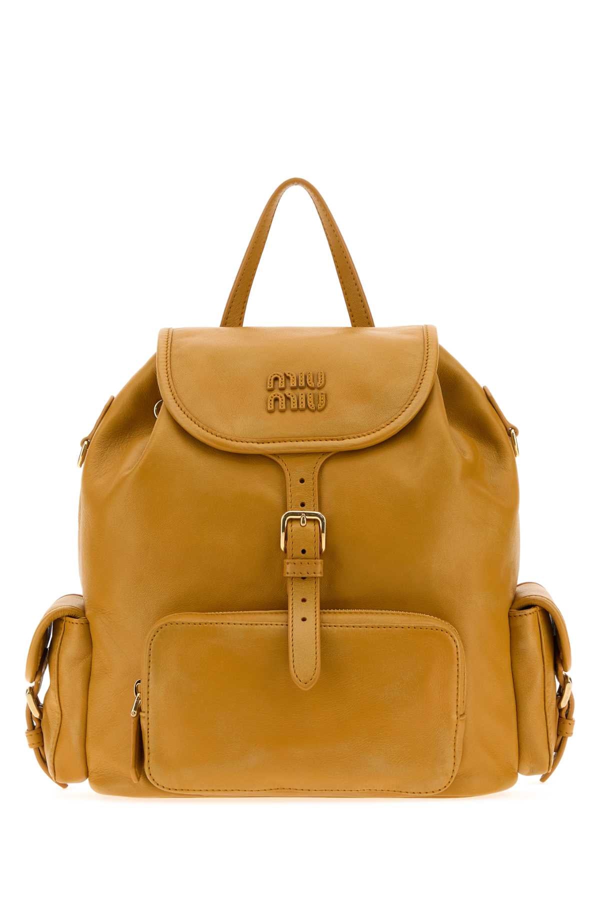 Miu Miu Nappa Leather Backpack — Mustard
