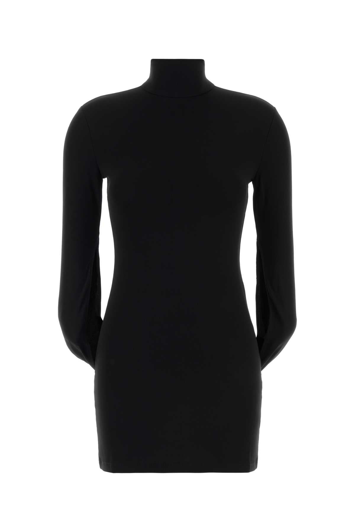 Alexander Wang Stretch Jersey Turtleneck Mini Dress — Black