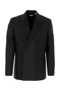 Burberry Wool-Silk Blend Blazer — Black