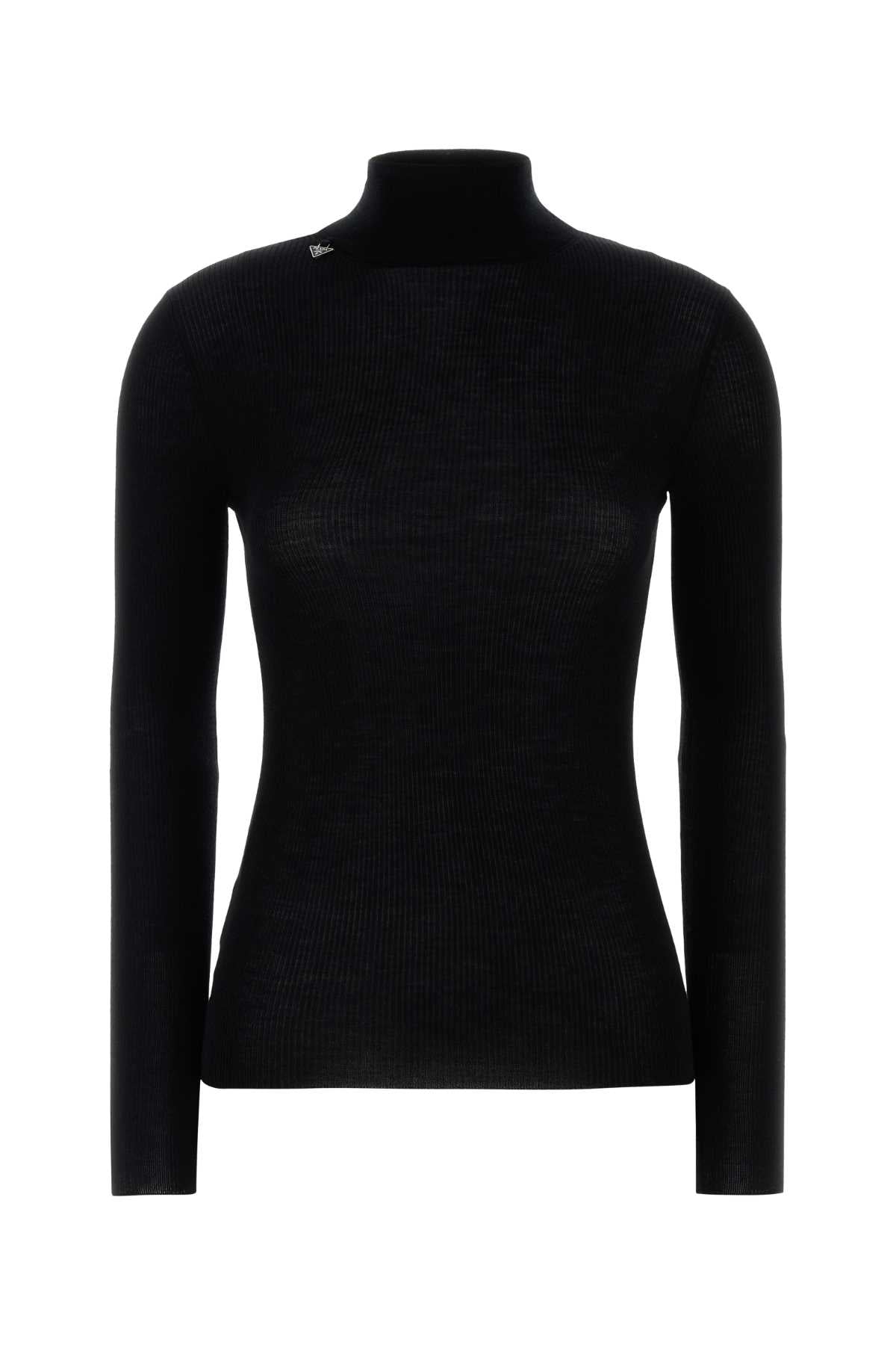 Prada Virgin Wool Turtleneck Sweater — Black