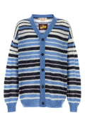 Marni Striped Mohair Blend Cardigan — Blue