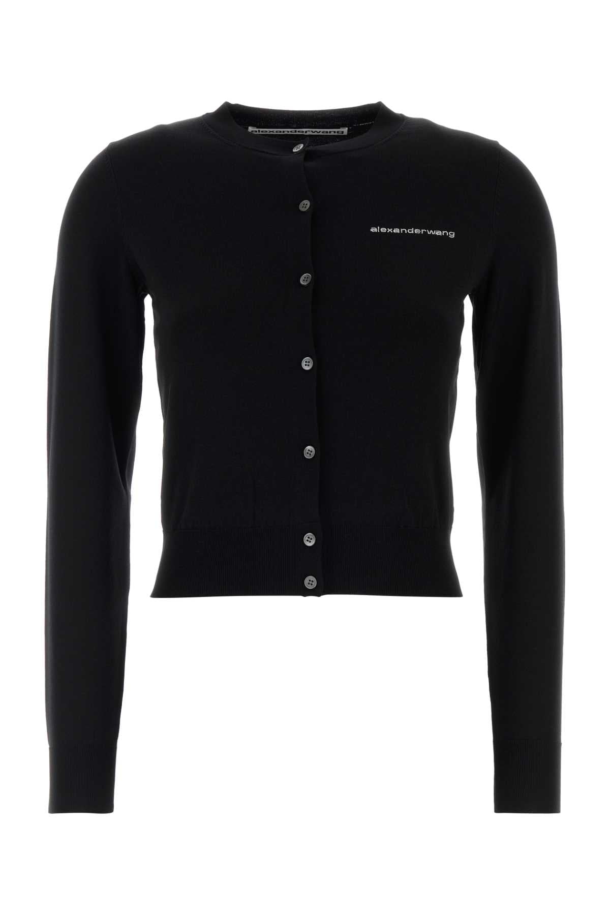 Alexander Wang Hotfix Logo Knit Cardigan — Black