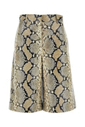 Jil Sander Python-Print Leather Bermuda Shorts — Beige