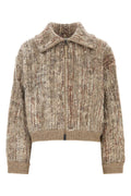 Brunello Cucinelli Mohair Blend Bomber Jacket — Beige