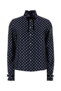 Valentino Garavani Polka-Dot Silk Shirt — Navy