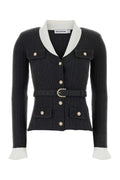 Self-Portrait Ribbed Cardigan — Gray