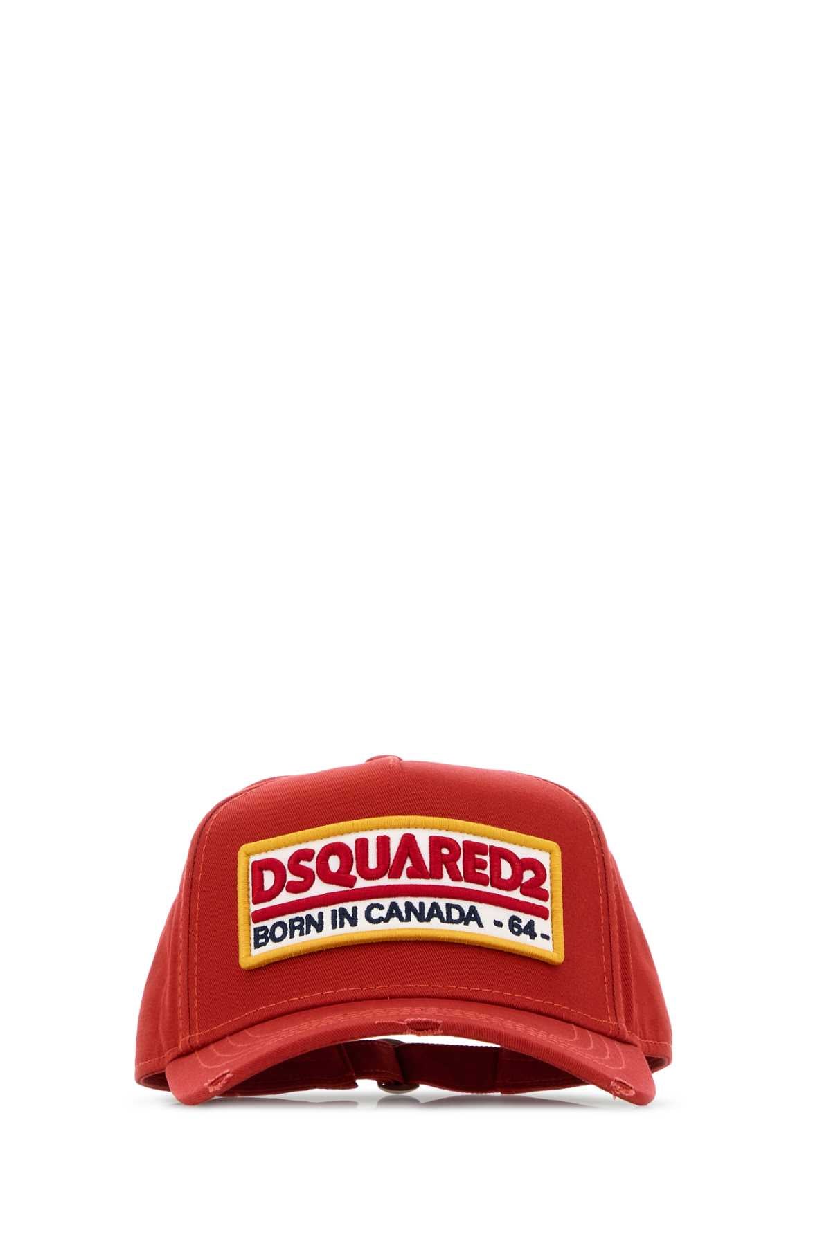 Dsquared2 HAT Logo-Embroidered Cotton Baseball Cap — Red
