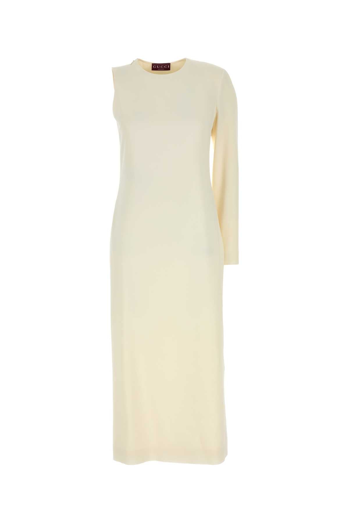 Gucci One-Shoulder Sablé Dress — Ivory