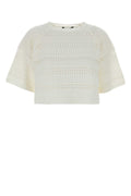 Weekend Open Knit Cotton Sweater — White