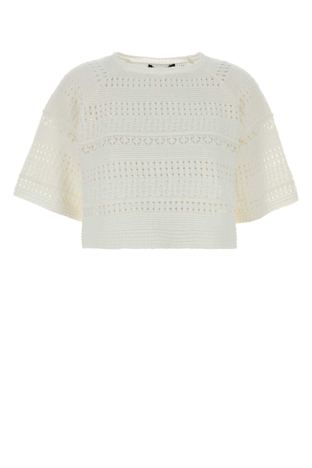 Weekend Open Knit Cotton Sweater — White