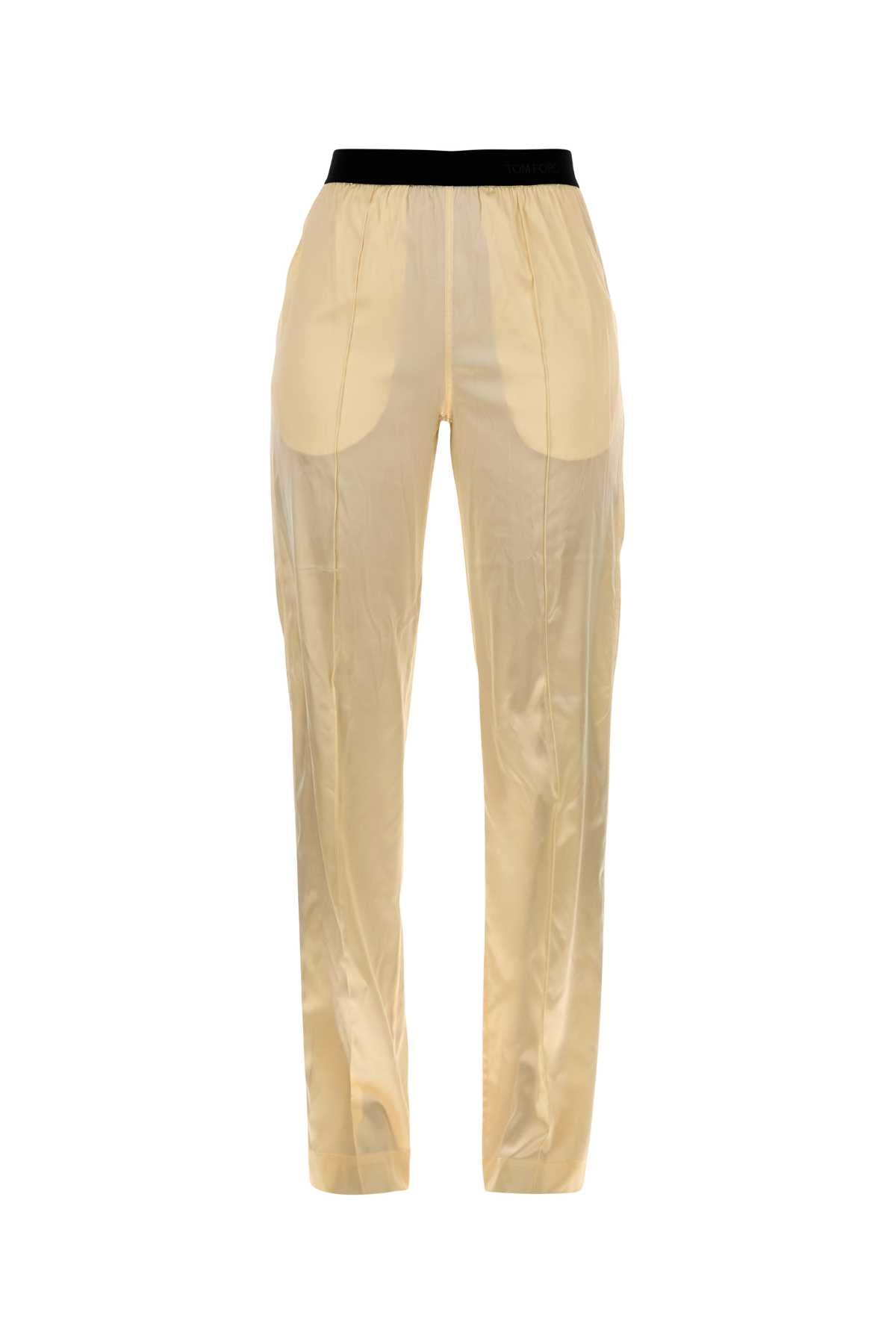 Tom Ford Silk-Elastane Trousers — Beige