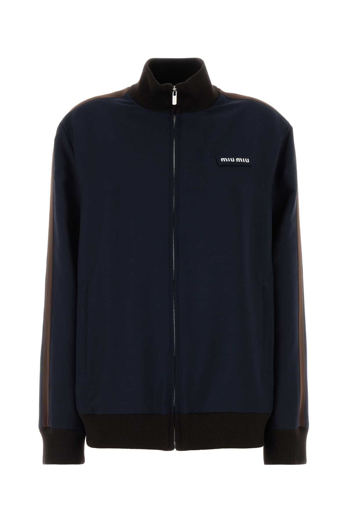Miu Miu Mohair Blend Cardigan — Navy