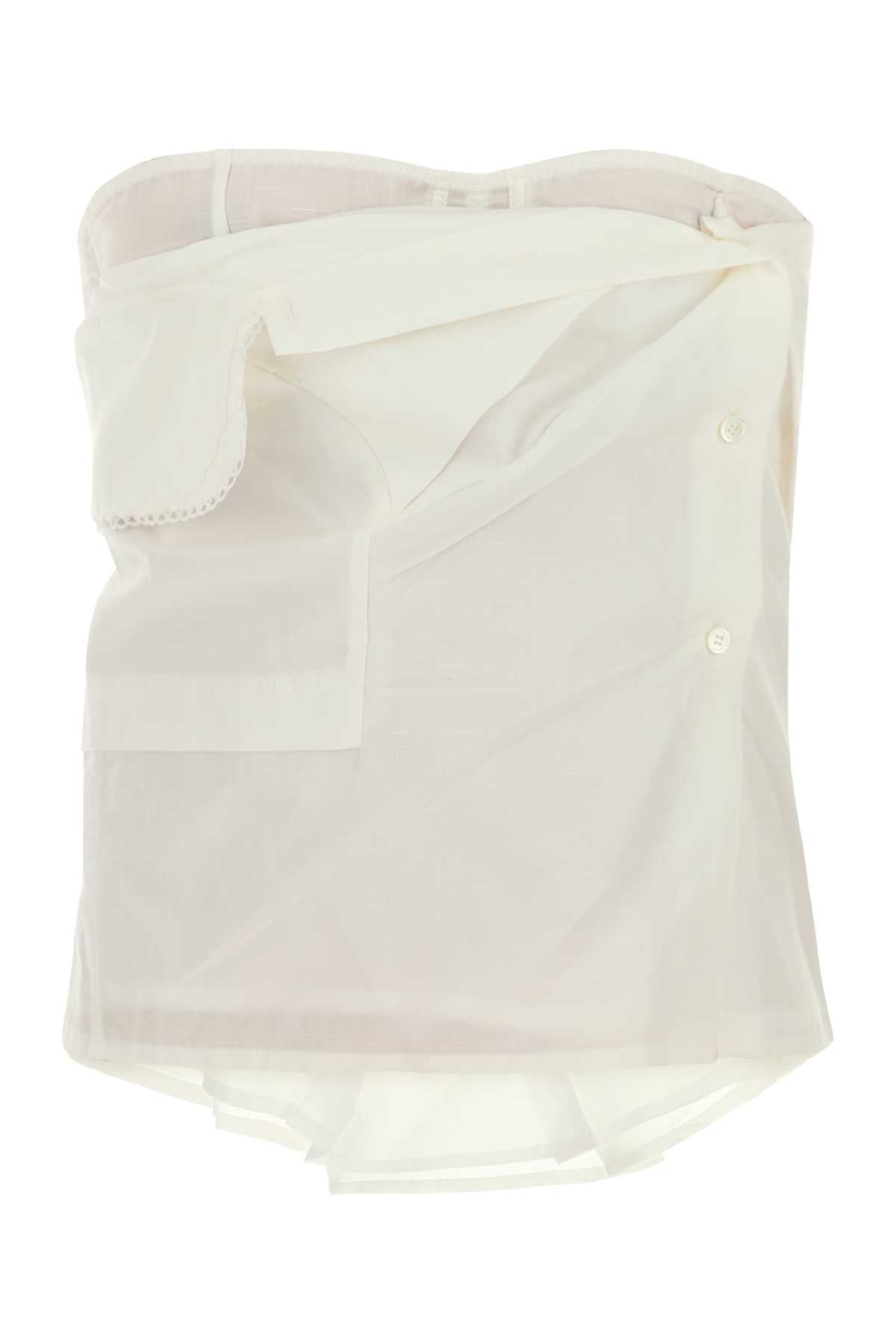 Miu Miu Poplin Cotton-Linen Tank Top — White