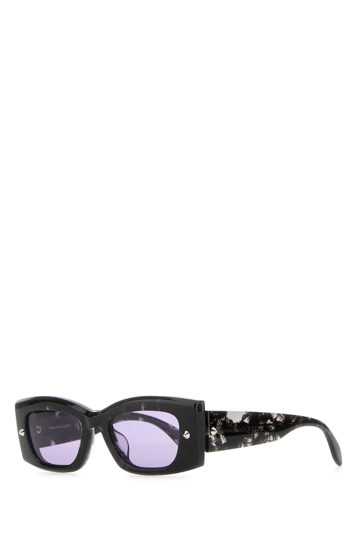 Alexander McQueen OCCHIALI Multicolor Acetate Sunglasses — Black