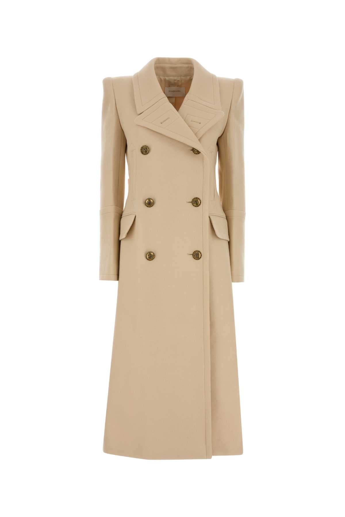 Zimmermann Double-Breasted Wool Coat — Beige