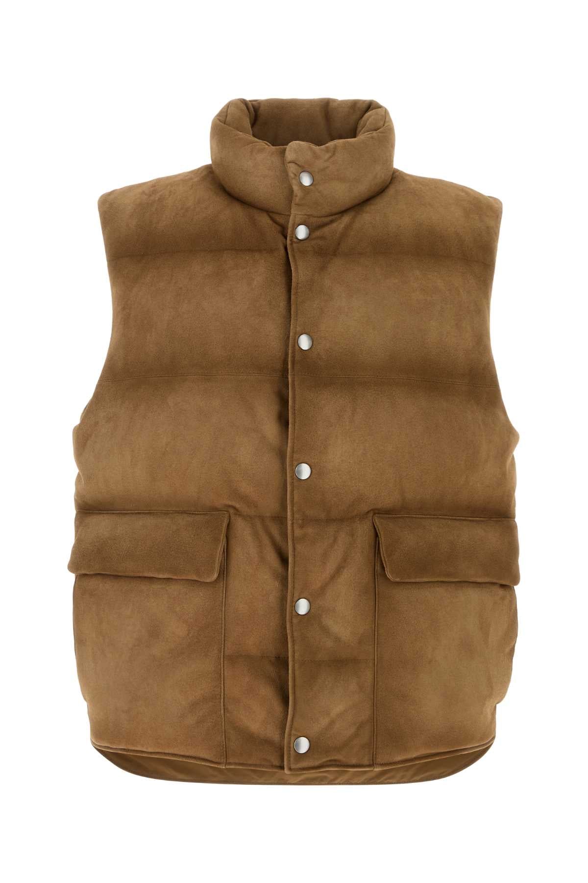 Prada Suede Down Gilet — Beige