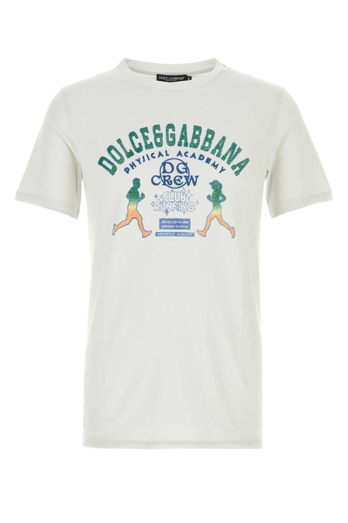 Dolce & Gabbana Logo-Graphic Cotton T-Shirt — White