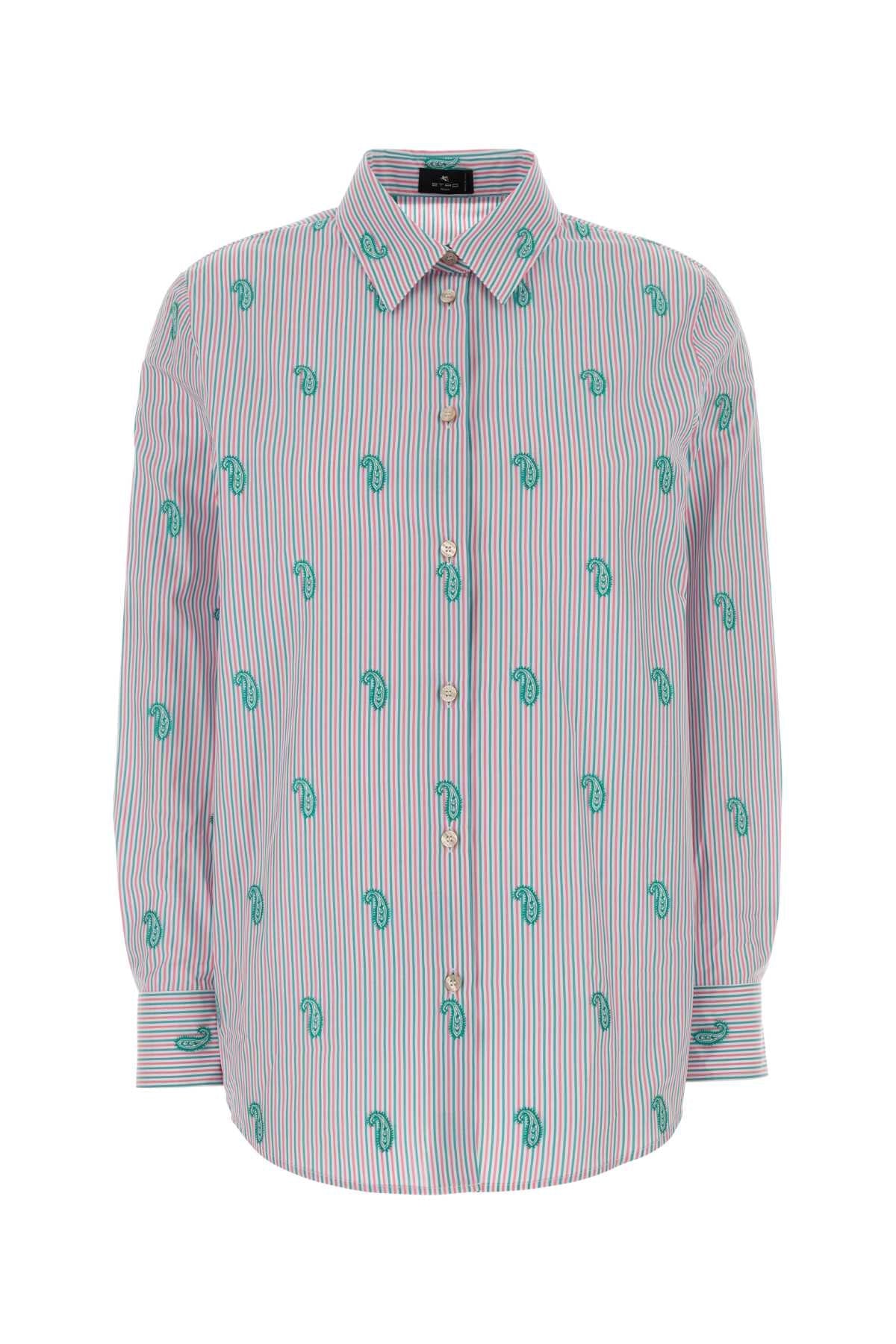 Etro Embroidered Poplin Shirt — Multicolor