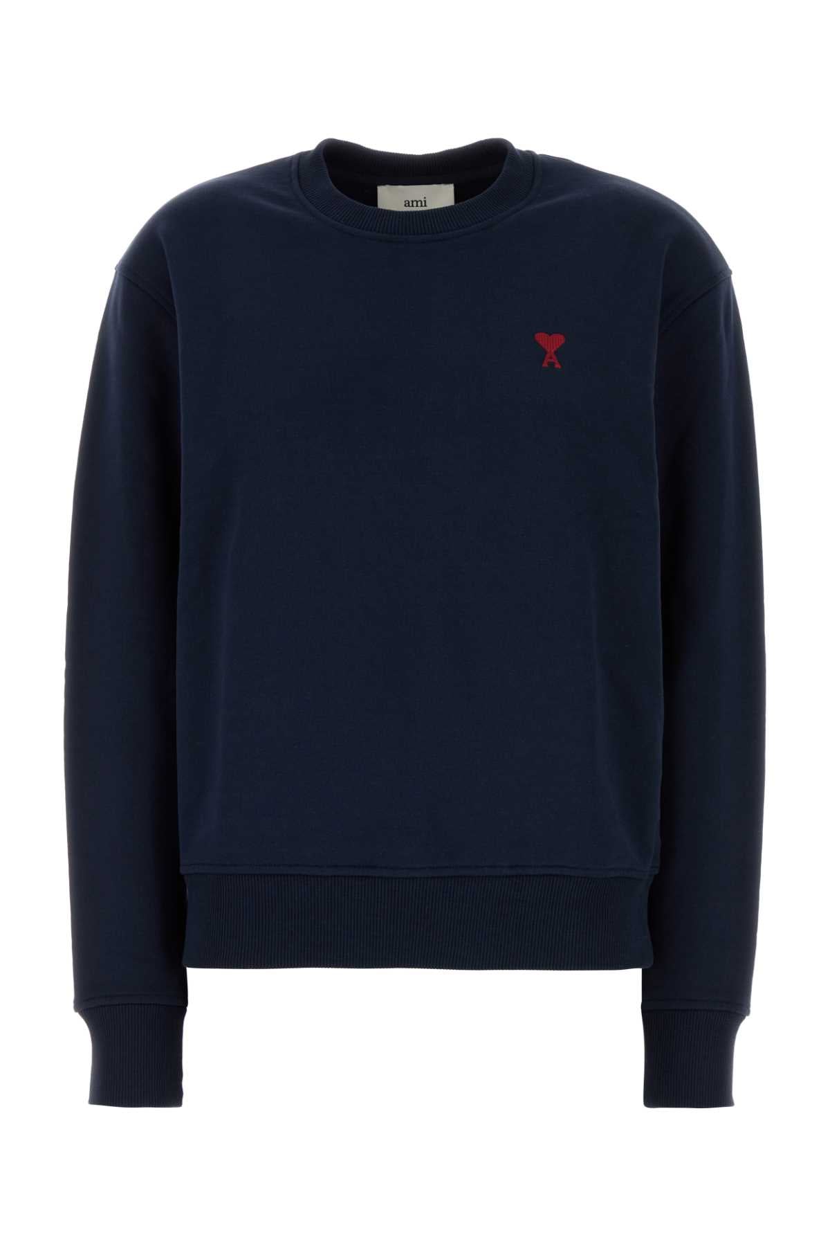 AMI Paris Logo-Embroidered Sweatshirt — Navy