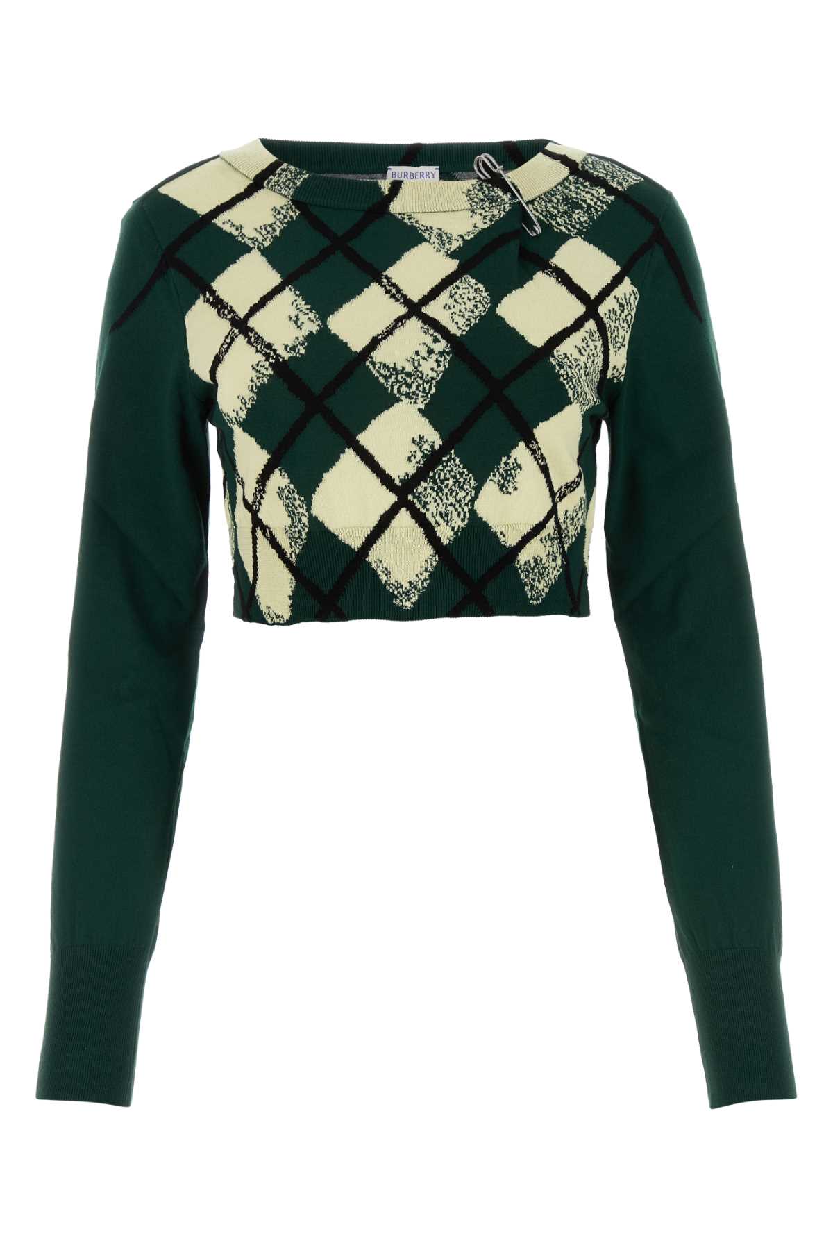 Burberry Argyle-Jacquard Cotton Sweater — Green