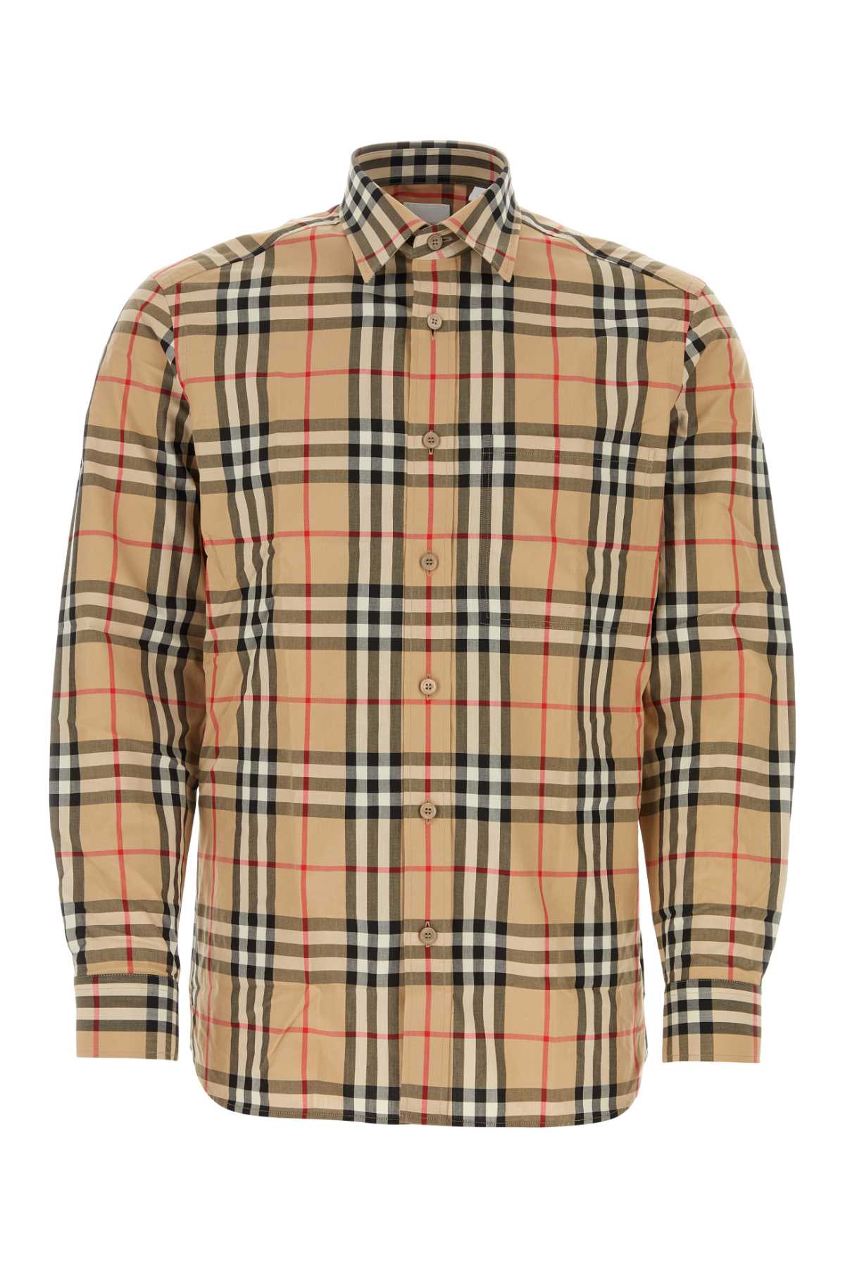 Burberry Check Cotton Poplin Shirt — Beige