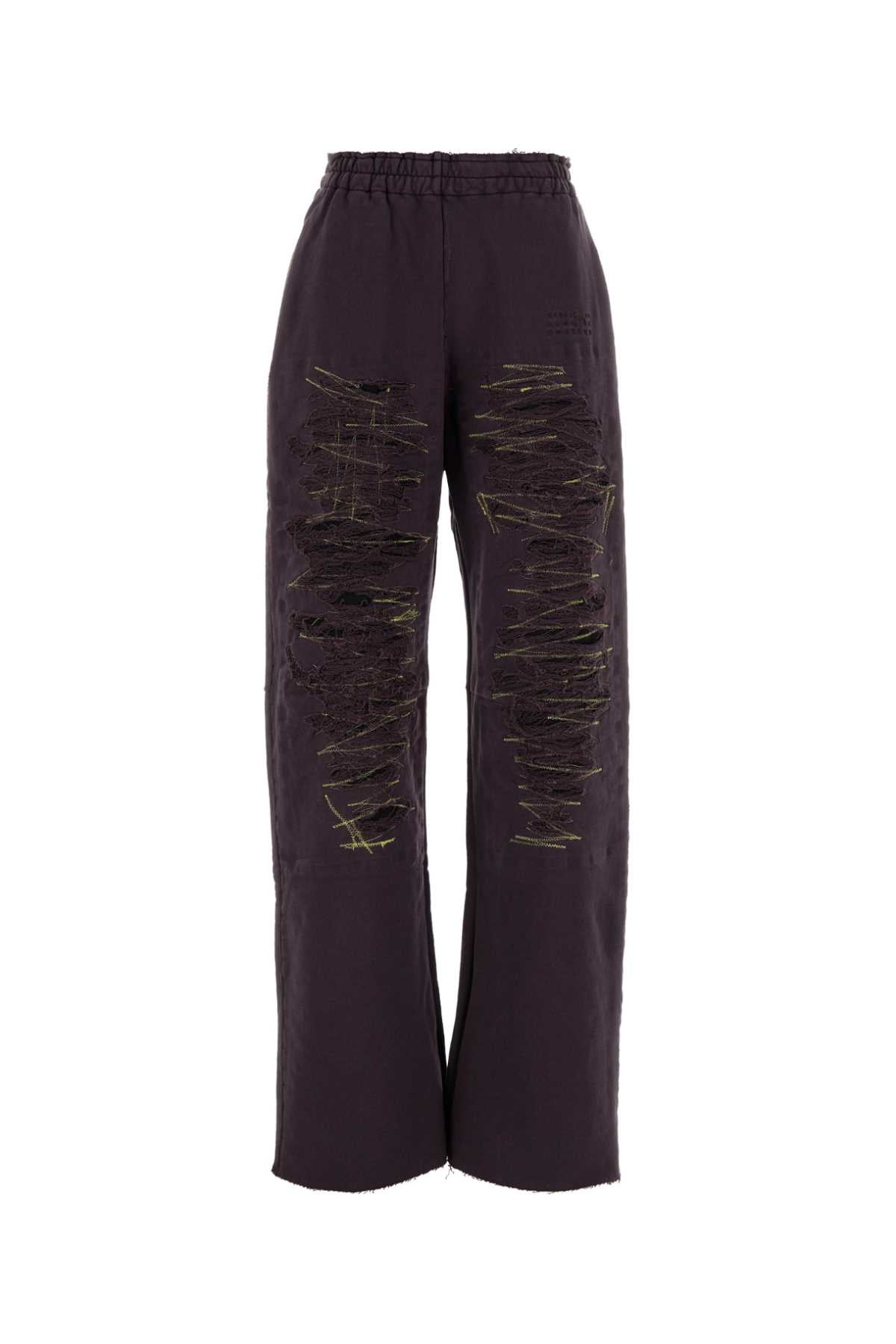 MM6 Maison Margiela Distressed Cotton Joggers — Purple