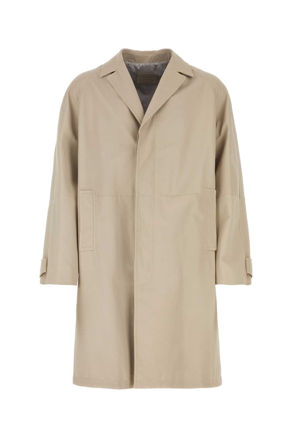 Prada Nappa Leather Coat — Beige