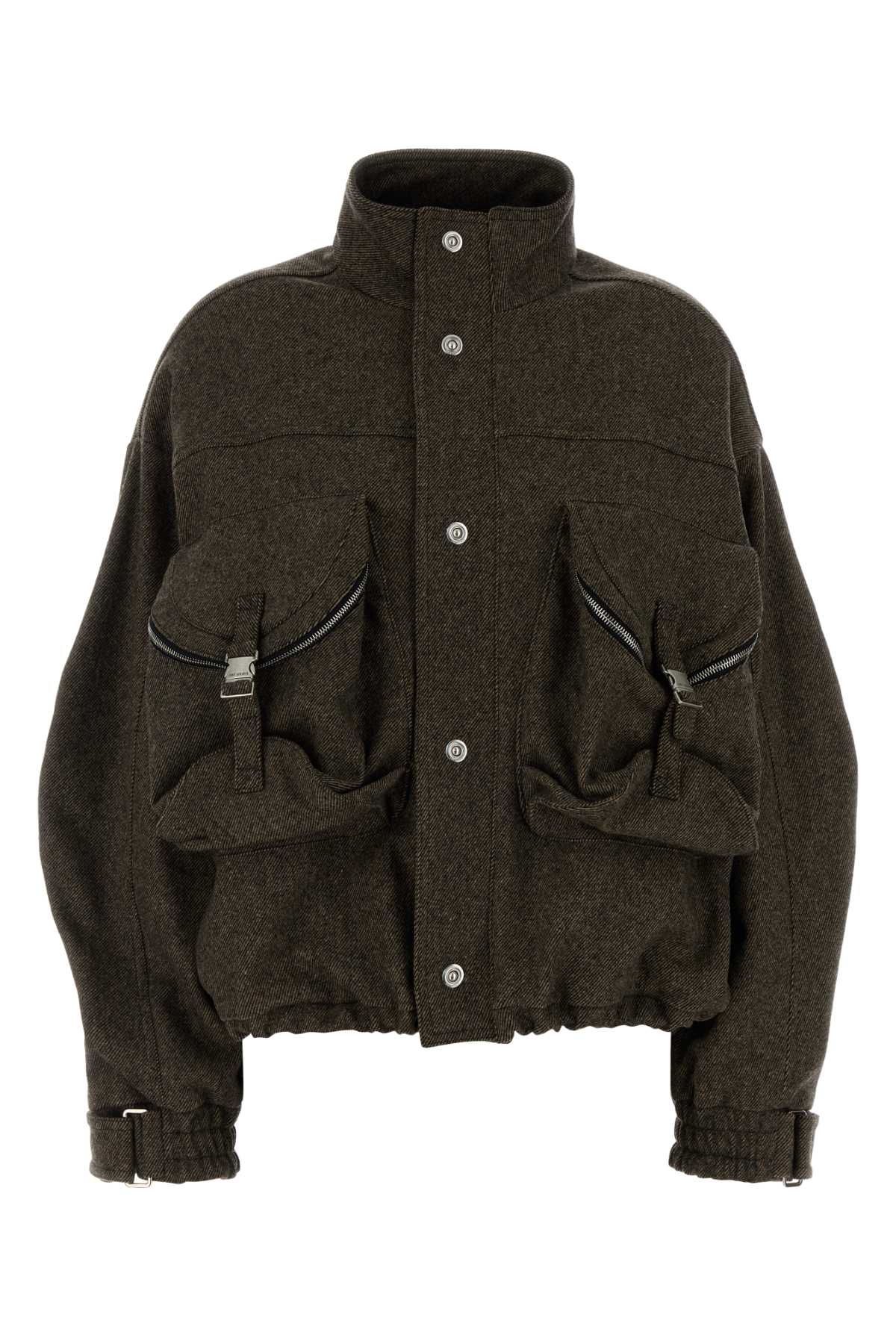 The Attico Wool-Nylon Zip-Pocket Jacket — Gray
