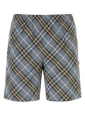 Burberry Plaid Nylon Swim Shorts — Gray