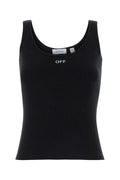 Off-White Ribbed Cotton-Elastane Tank Top — Black