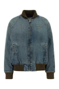 Miu Miu Denim Bomber Jacket — Blue