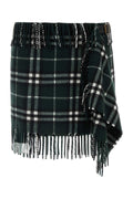 Burberry Tartan Wool-Blend Mini Skirt — Green