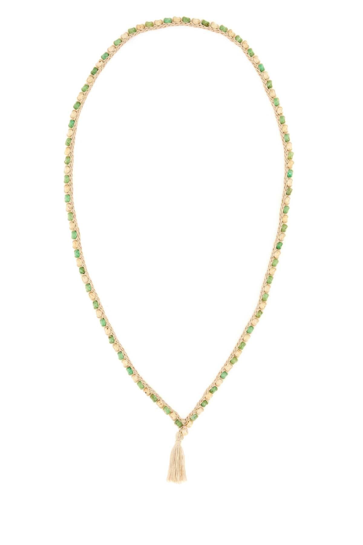 Alanui Embellished Crochet Necklace — Green