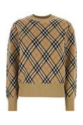 Burberry Check-Pattern Wool Blend Sweater — Beige