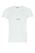 Camiseta de algodón con logo bordado de Saint Laurent - Blanca