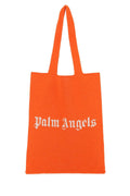 Palm Angels Logo-Embroidered Wool Blend Tote Bag — Orange