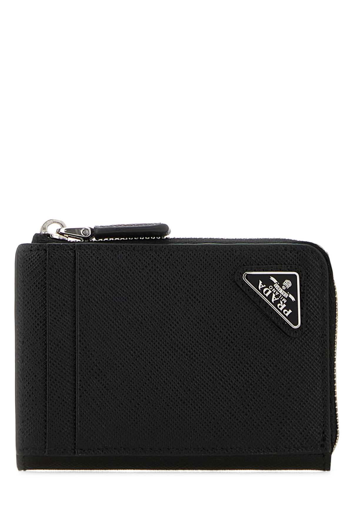 Prada Saffiano Leather Card Wallet — Black
