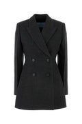 Prada Double-Breasted Wool Blazer — Gray