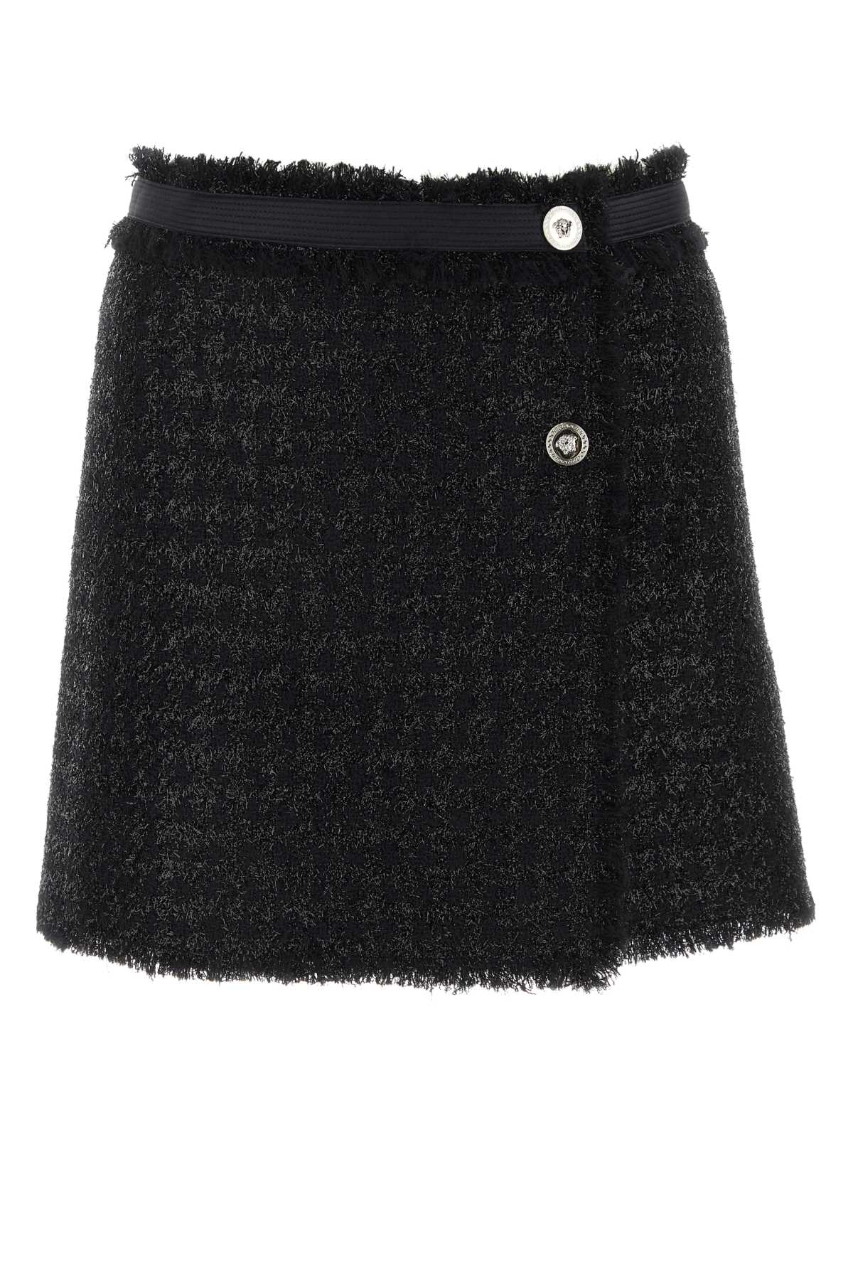 Versace Virgin Wool Tweed Skirt — Black